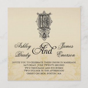 Invitaciones elegantes de la boda del monograma E