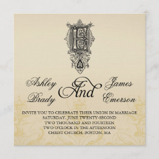 Invitaciones elegantes de la boda del monograma E