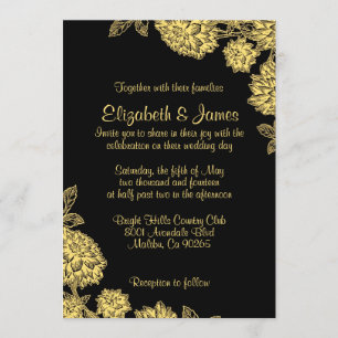 Invitaciones elegantes de la boda del negro y del