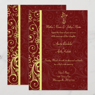Invitaciones elegantes de la boda del rojo y del