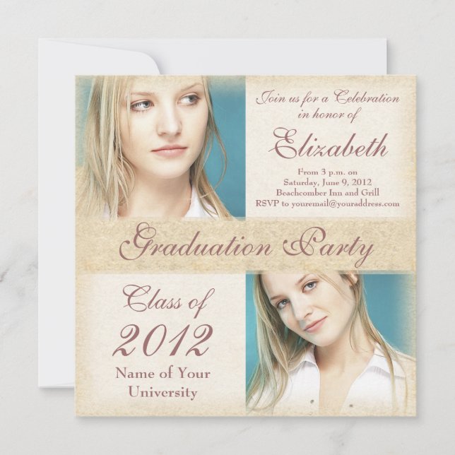 Invitaciones elegantes de la fiesta de graduación (Anverso)