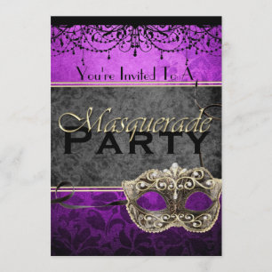 Invitaciones elegantes de la mascarada del ciruelo