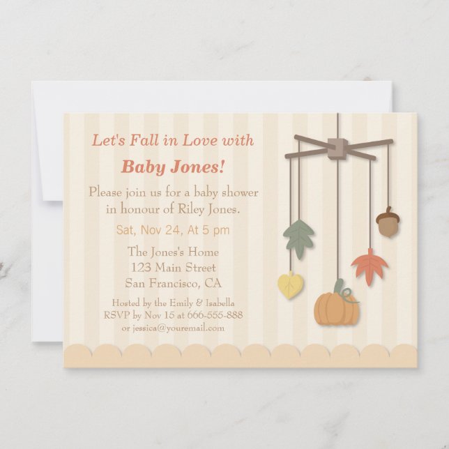 Invitaciones elegantes de otoño para baby shower (Anverso)