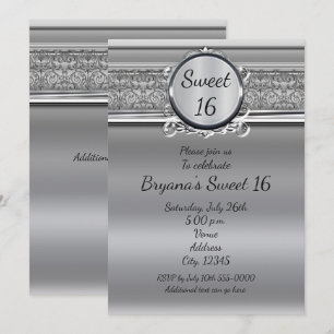 Invitaciones Elegantes de Plata con Emblema para C