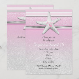 Invitaciones Elegantes de Playa Rosa Estrella de M