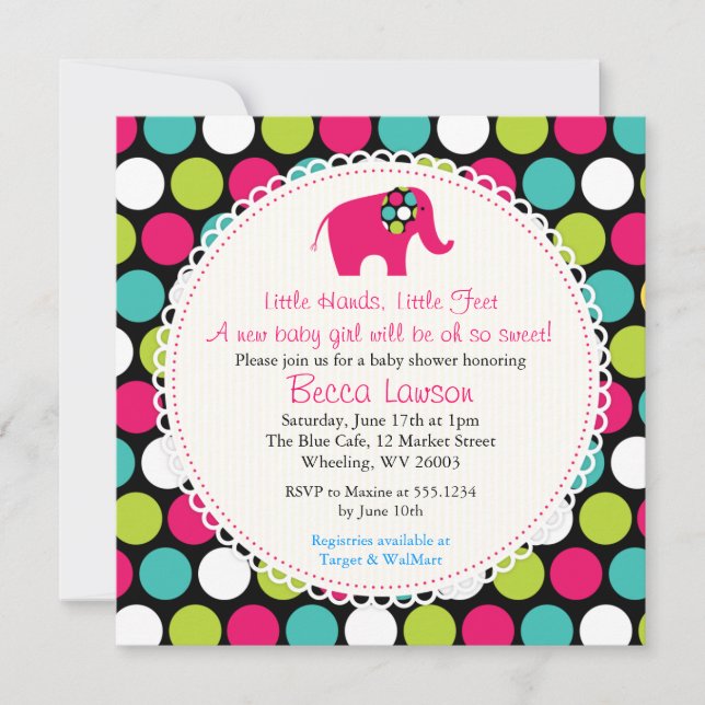 Invitaciones elegantes de Polkadots Baby Shower (Anverso)