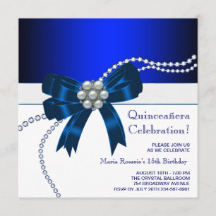 Invitaciones Elegantes de Quinceañera Azul Real