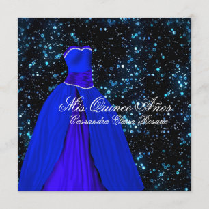 Invitaciones Elegantes de Quinceañera en Azul Real
