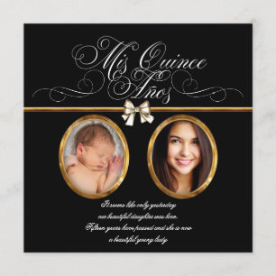 Invitaciones Elegantes de Quinceañera en Negro y O
