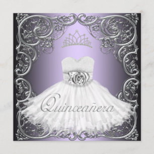Invitaciones Elegantes de Quinceañera Plateadas y