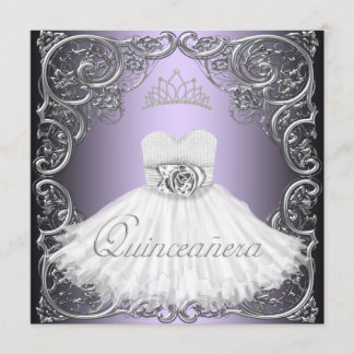 Invitaciones Elegantes de Quinceañera Plateadas y