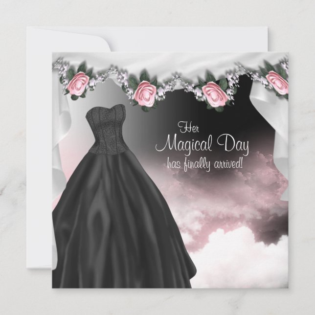 Invitaciones Elegantes de Rosa para Quinceañera de (Anverso)