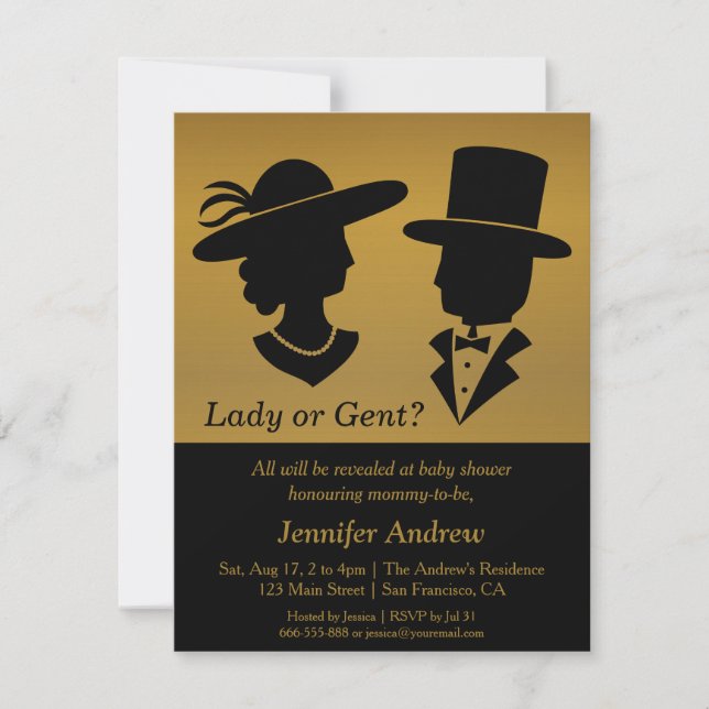 Invitaciones elegantes de señora Gent Gender (Anverso)