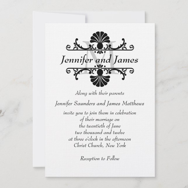 Invitaciones elegantes del boda con remolinos del (Anverso)