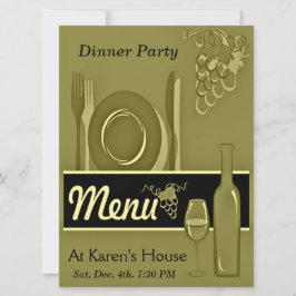 Invitaciones elegantes del fiesta de cena del oro