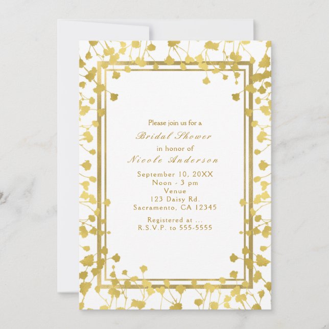 Invitaciones elegantes florales de aliento de bebé (Anverso)