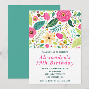 Invitaciones elegantes florales para cumpleaños 59