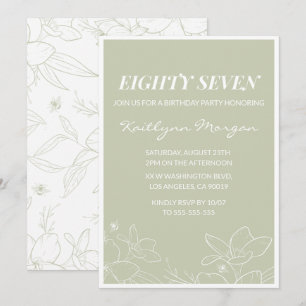 Invitaciones elegantes florales verdes para 87 cum