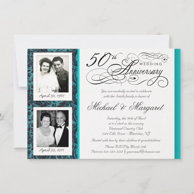 Invitaciones Elegantes para 50 Aniversario - Damas (Anverso)
