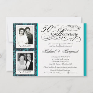 Invitaciones Elegantes para 50 Aniversario - Damas