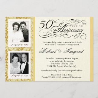Invitaciones Elegantes para 50 Aniversario - Tus F