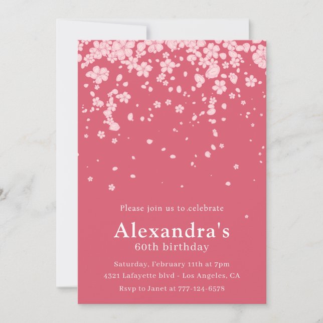 Invitaciones elegantes para 60 cumpleaños Floral R (Anverso)