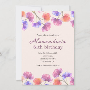 Invitaciones elegantes para 61 cumpleaños Boho Flo