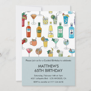 Invitaciones elegantes para 65 cumpleaños Cóctel M