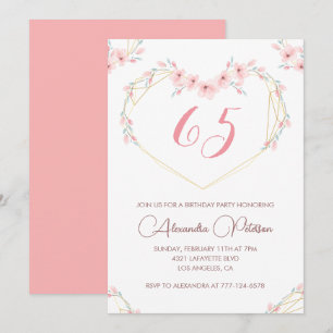 Invitaciones elegantes para 65 cumpleaños Floral R