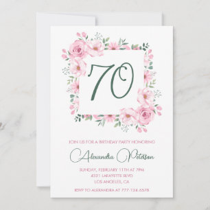 Invitaciones elegantes para 70 cumpleaños Floral R