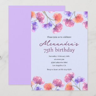 Invitaciones elegantes para 75 cumpleaños Boho Flo
