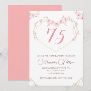 Invitaciones elegantes para 75 cumpleaños Floral R