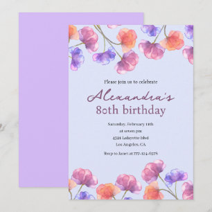 Invitaciones elegantes para 80 cumpleaños Boho Flo