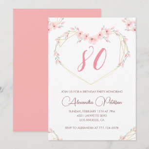 Invitaciones elegantes para 80 cumpleaños Floral R