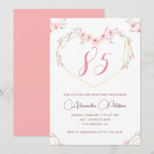 Invitaciones elegantes para 85 cumpleaños Floral R