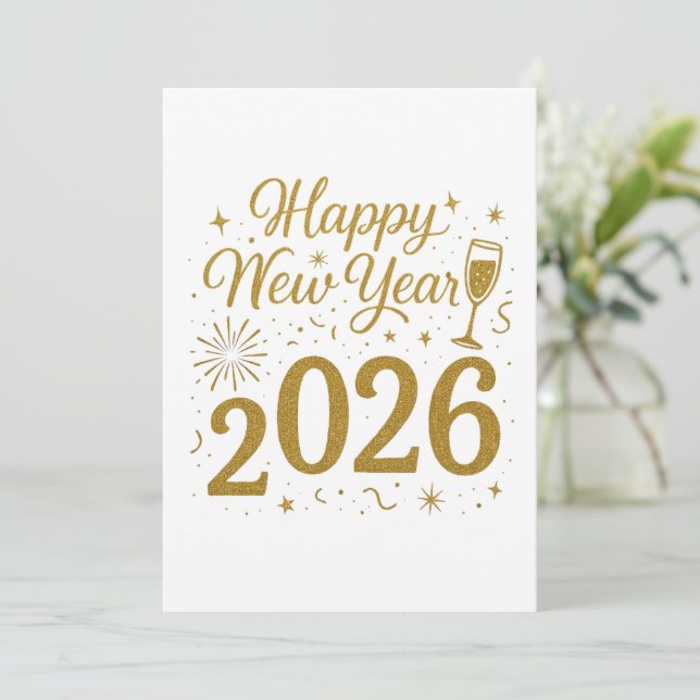 Invitaciones Elegantes para Año Nuevo 2026 – Fiest (Anverso de pie)