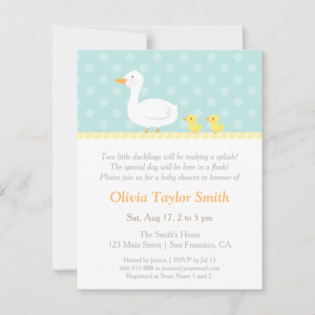Invitaciones Elegantes para Baby Shower de Patitos (Anverso)