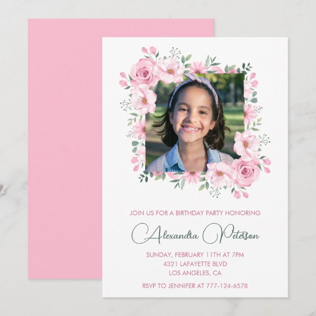 Invitaciones elegantes para cumpleaños 11 Boho fot (Anverso / Reverso)