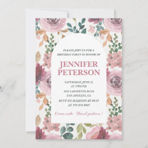 Invitaciones elegantes para cumpleaños 13 Floral B
