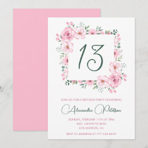 Invitaciones elegantes para cumpleaños 13 Floral R