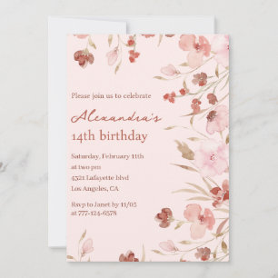 Invitaciones elegantes para cumpleaños 14 Floral C