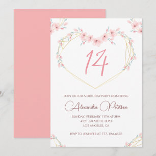 Invitaciones elegantes para cumpleaños 14 Floral r