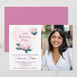 Invitaciones elegantes para cumpleaños 15 Floral F