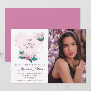 Invitaciones elegantes para cumpleaños 17 con foto