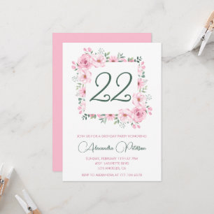 Invitaciones elegantes para cumpleaños 22 Floral R