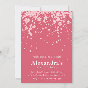 Invitaciones elegantes para cumpleaños 22 Pink Flo