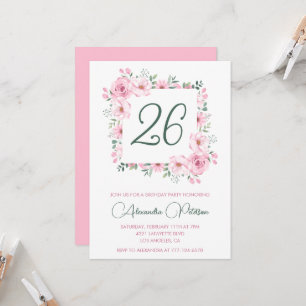 Invitaciones elegantes para cumpleaños 26 Floral R