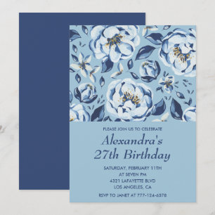 Invitaciones elegantes para cumpleaños 27 Floral A