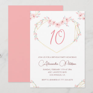 Invitaciones elegantes para cumpleaños número 10 F