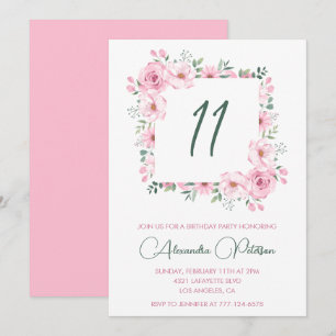 Invitaciones elegantes para cumpleaños número 11 F